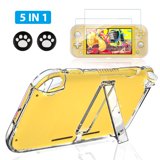 TSV Dockable Case Accessories Fit for Nintendo Switch Lite, Protective Cover with Tempered Glass Screen Protector, Thumb Grip Caps for Switch Lite Replacement, Anti-scratch, Clear